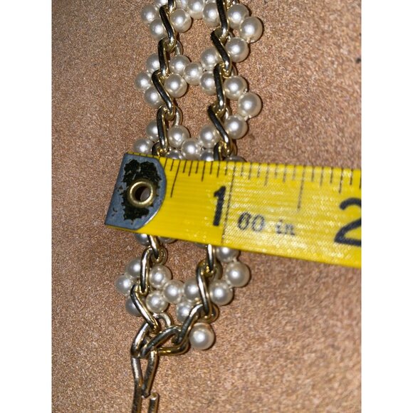 Beaded Belt Gold Tone Faux Pearl Chain Hook Closure Adjustable Fashion Accessory - Picture 4 of 10